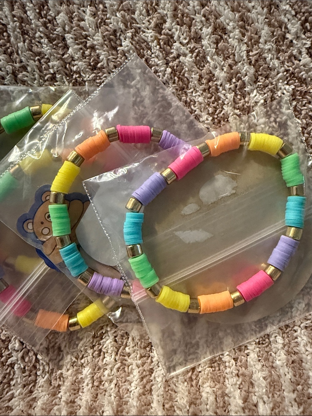 Multicolor Bead Stretch Bracelet - Pastel Rainbow